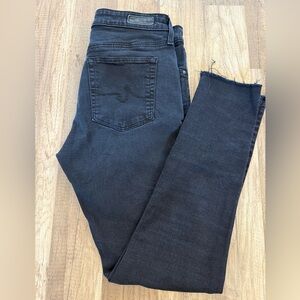 AG Adriano Goldschmmied Black Skinny Jeans with Raw Hem